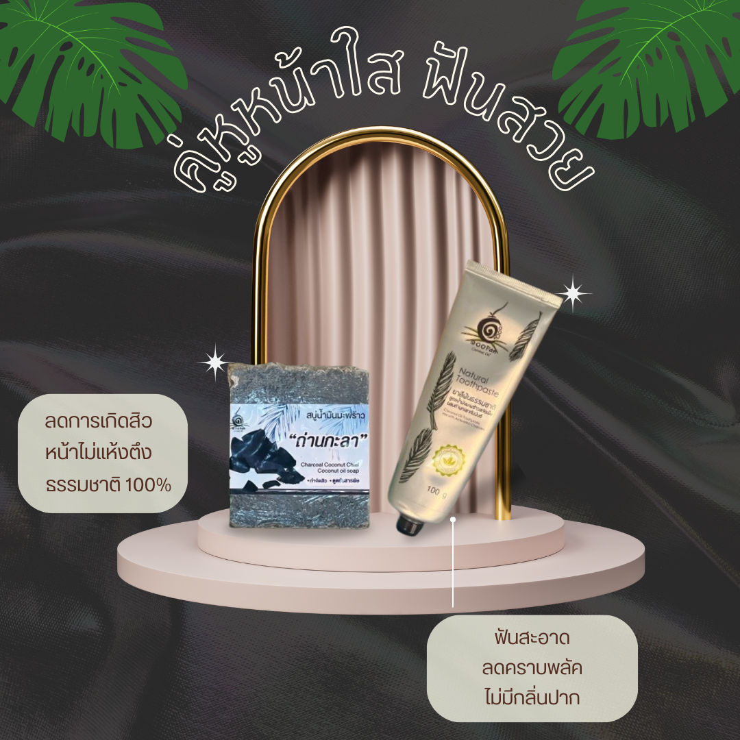 สบู่ถ่านกะลาและยาสีฟันธรรมชาติจากน้ำมันมะพร้าว สินค้าคู่ดูแลสุขภาพแบบออร์แกนิก